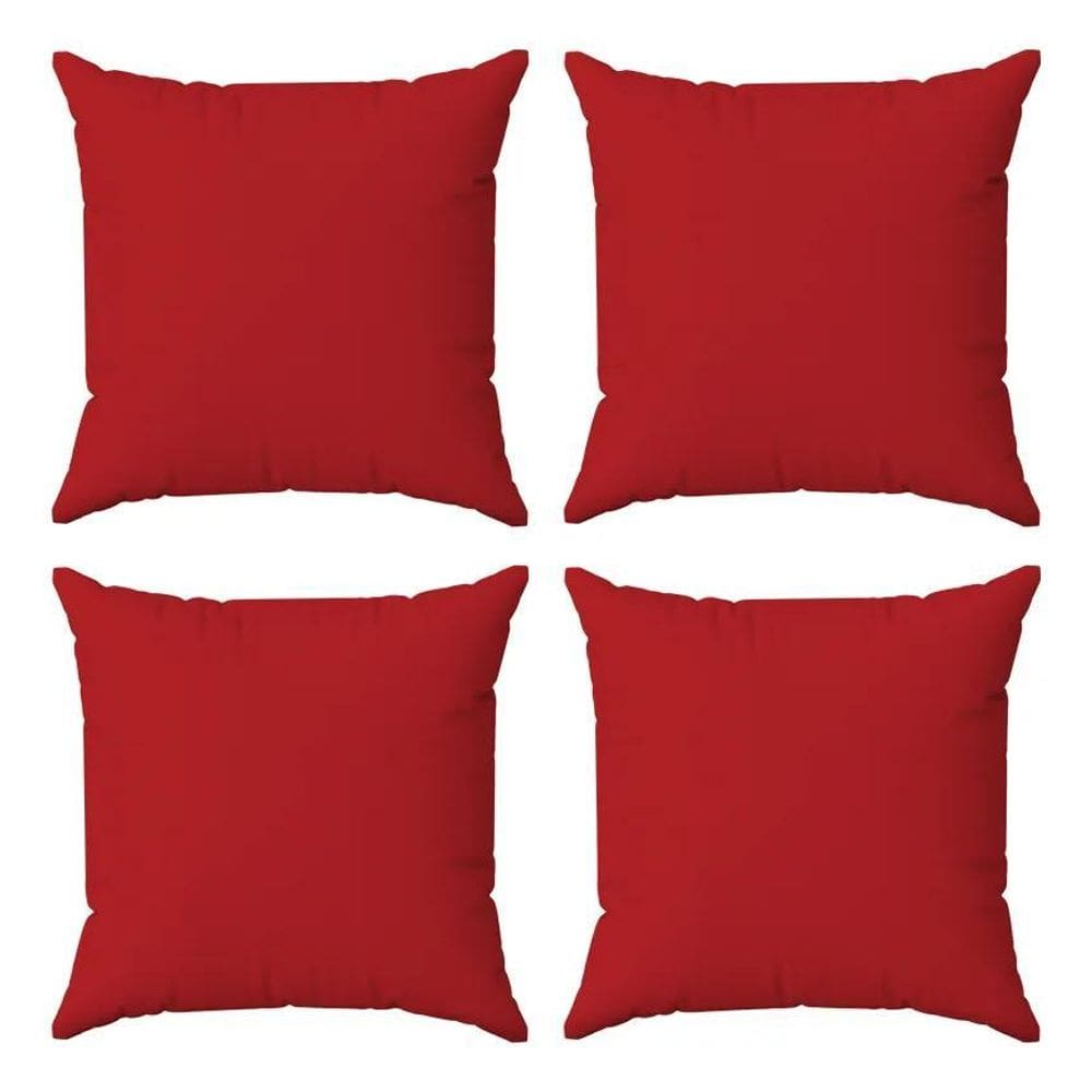 2X Kit 4 Capas Almofadas Decorativas Lisas 45X45 Cor Vermelh