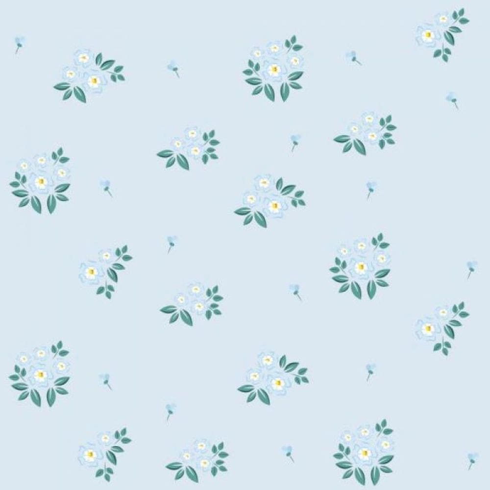 Papel De Parede Flor Azul