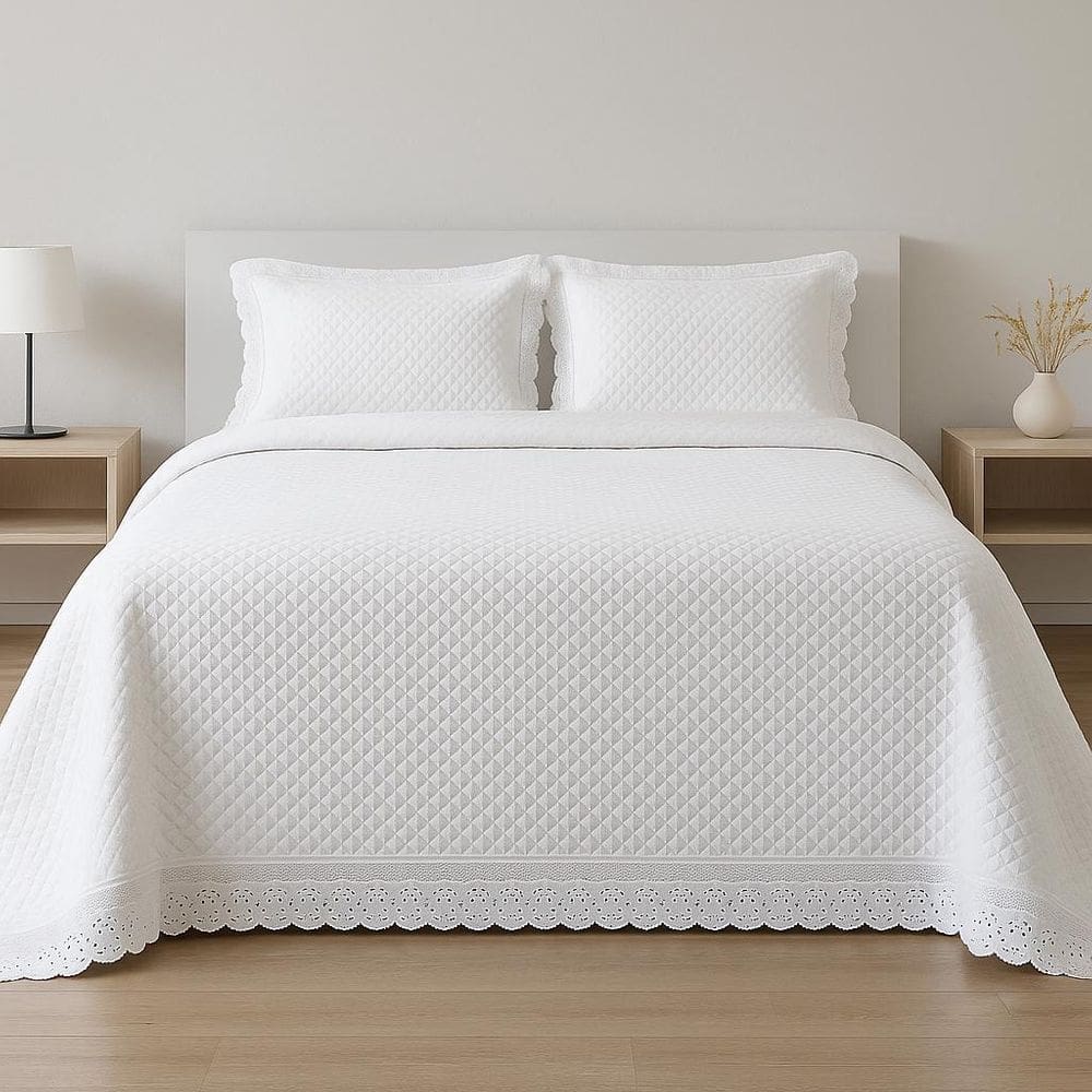Jogo De Colcha Com Renda Paradis Queen 240X260Cm - Branca
