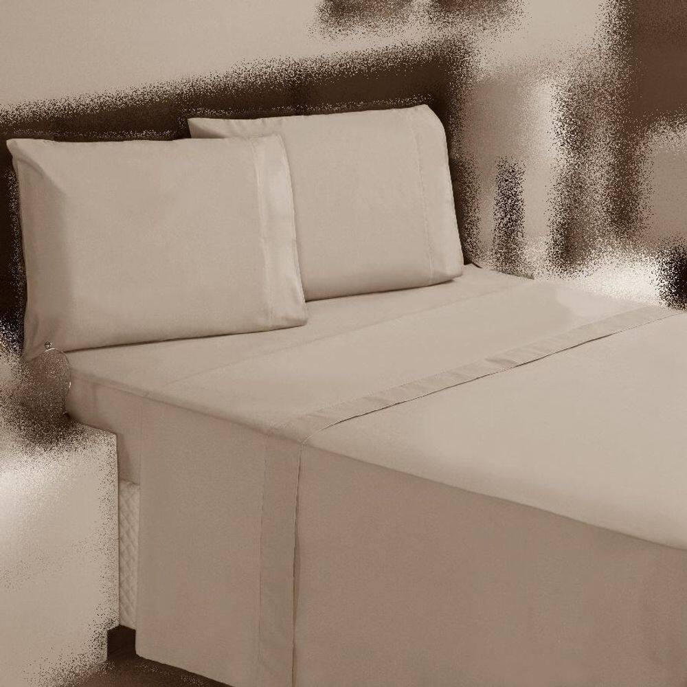 Jogo Cama King 4P Lençol + Fronha 100% Algodão Percal Rubi