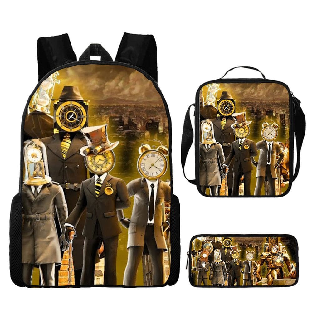 Conjunto de mochilas Titans Clocks para crianças e escolas, 3 unidades
