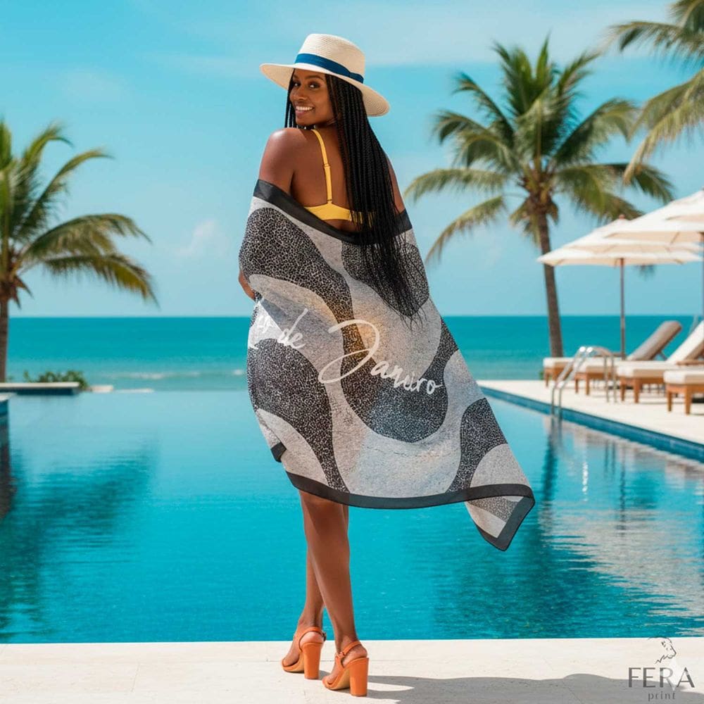 Canga/Pareô Praia e Piscina Rio Calçadão 1,00x1,50m - Fera Print