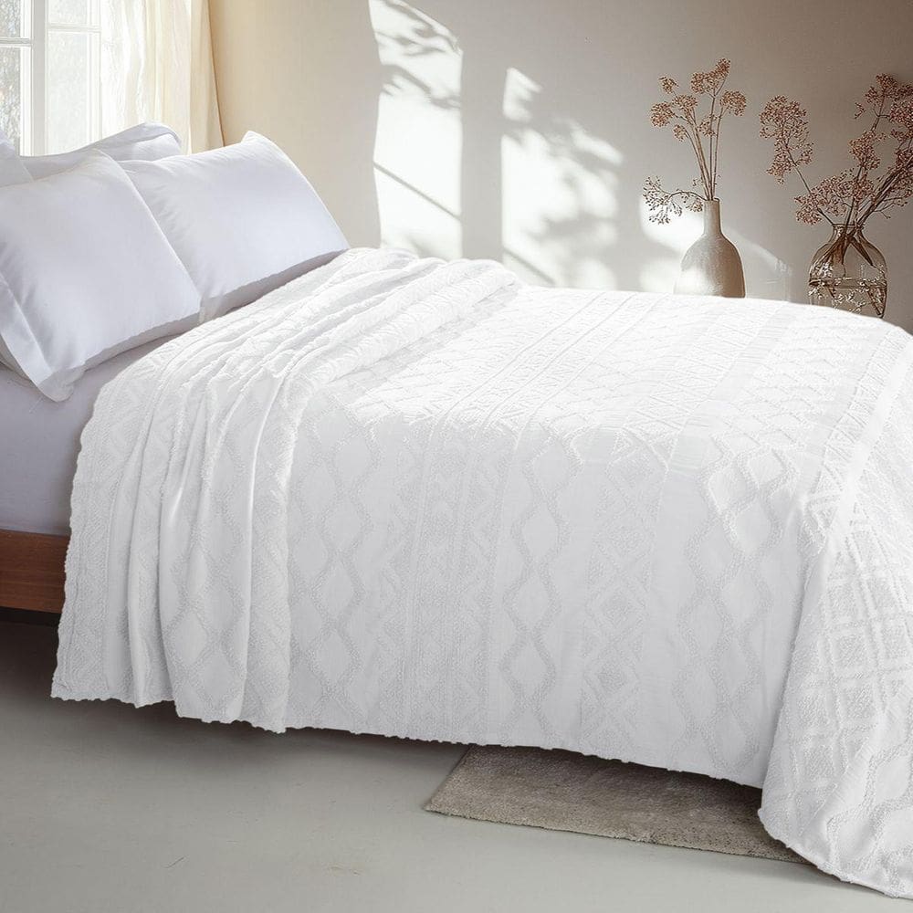 Colcha Chenille Jolitex Casal Memories Toque Algodão Branco