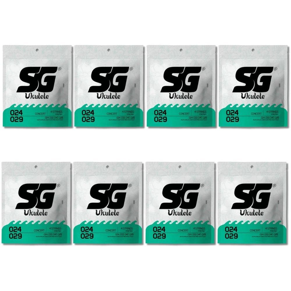Kit 8 Encordoamento Ukulelê Sg Nylon Branco Concerto 0.029