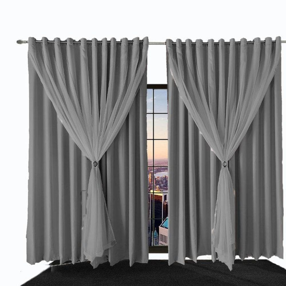 Cortina Blecaute Para Sala E Quarto Bia 8,10 X 2,50 Cinza