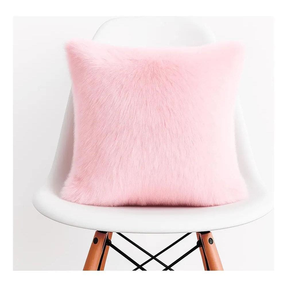 2X Capas De Almofadas De Pelucia Pelo Curto Luxo 40X40 Rosa