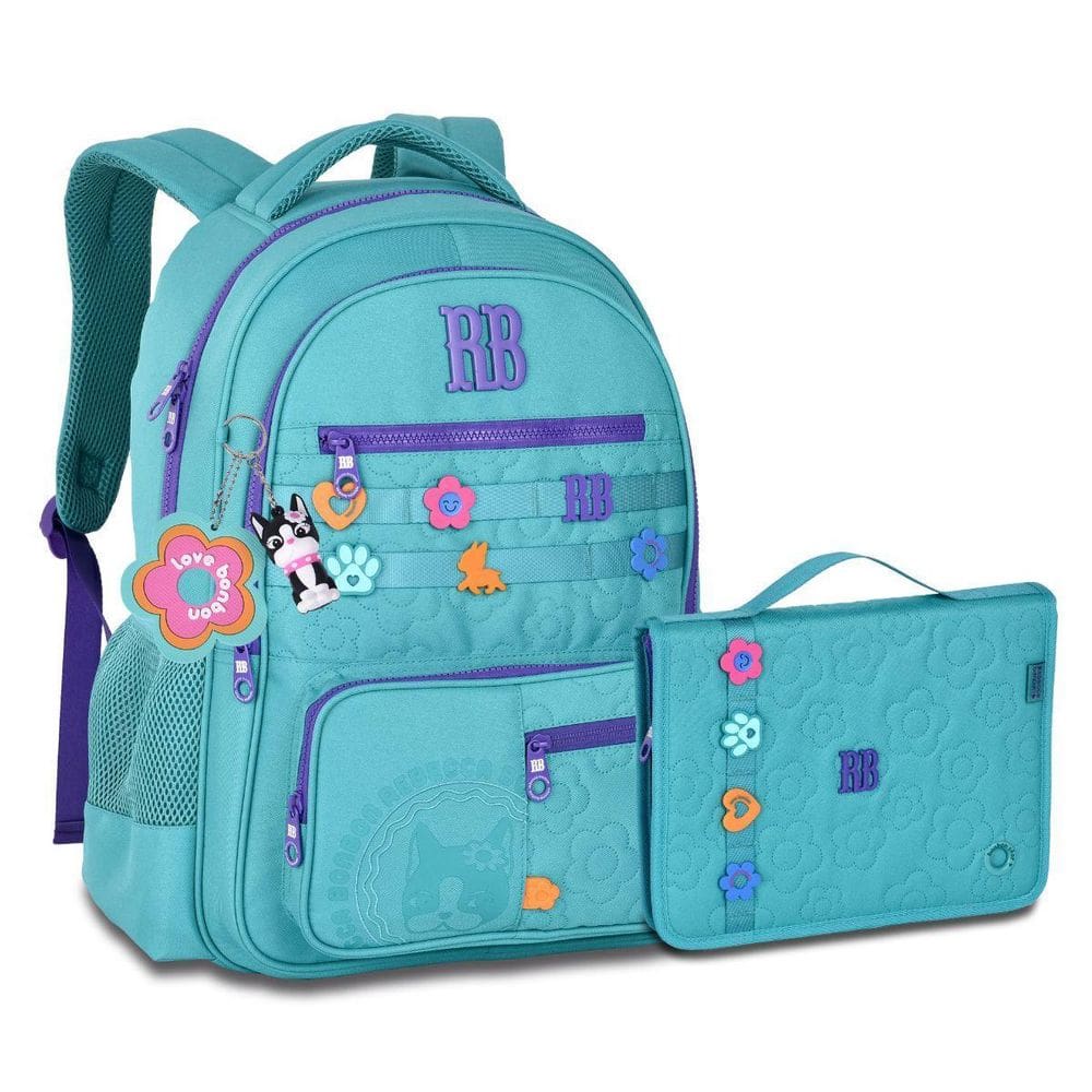 Mochila Com Estojo Fichário Kit Escola Rebeca Bonbon Premium