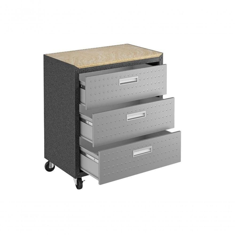 Balcão Multiúso Titanium Itatiaia 3 Gavetas Preto C- Cinza