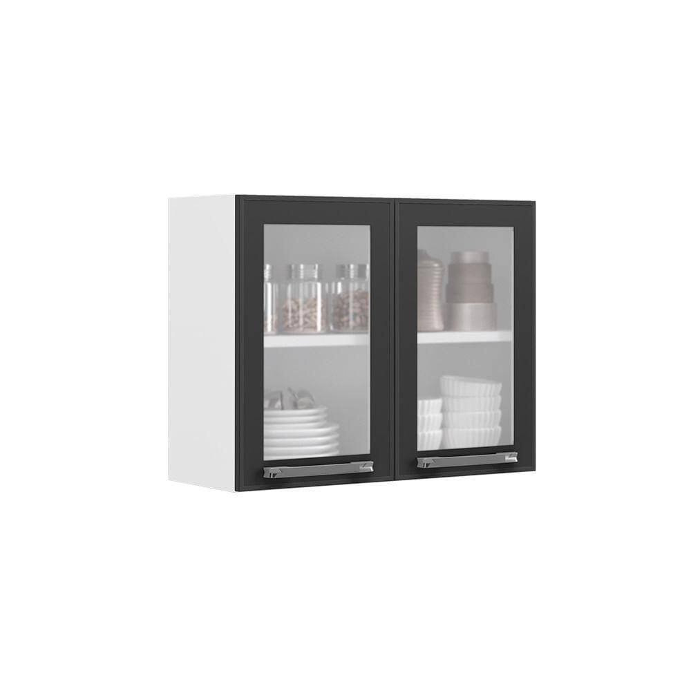 Armário Aéreo Florença Branco 70cm 2 Portas Com Vidro Em Aço Itatiaia