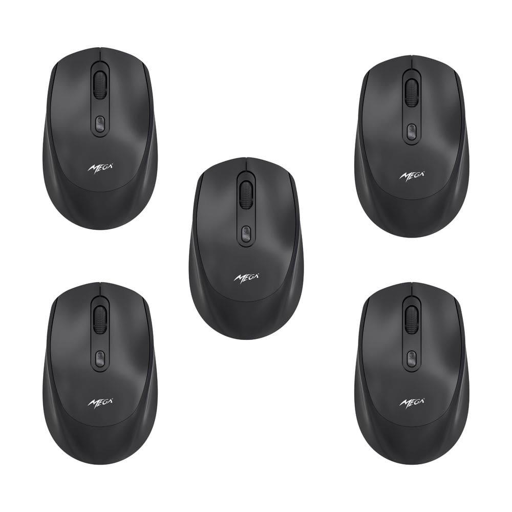 Kit 5 Mouses Sem Fio Recarregável Mega M180 Preto DPI Ajustável