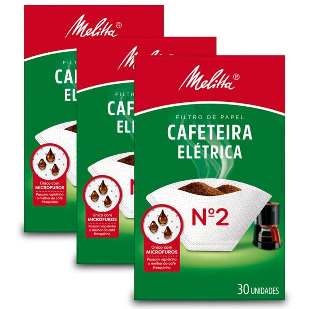 Filtro De Papel Melitta Cafeteira Elétrica Nº2 Kit 3 Pacotes