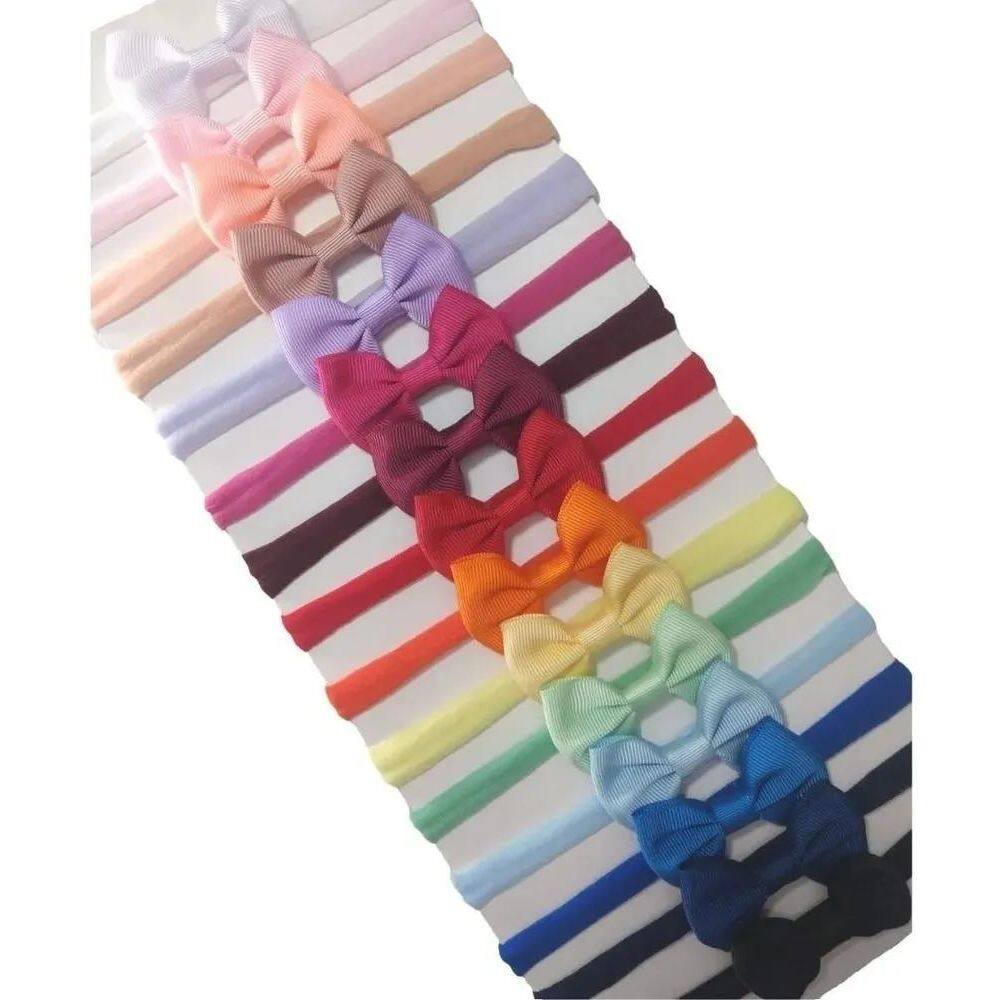 2X Kit 15 Laços De Cabelo Bebê Na Meia Seda Rn + Full