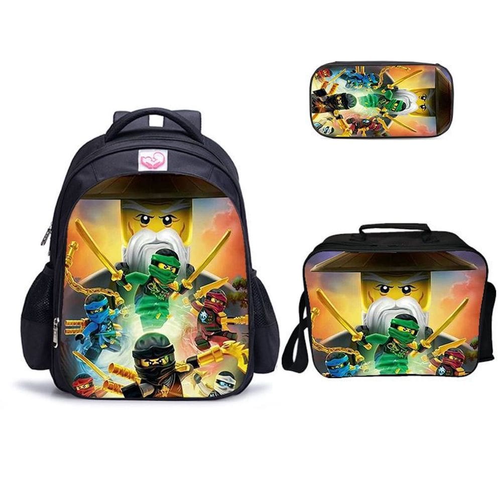 Conjunto de mochilas escolares Ninjas de 3 peças para estudantes
