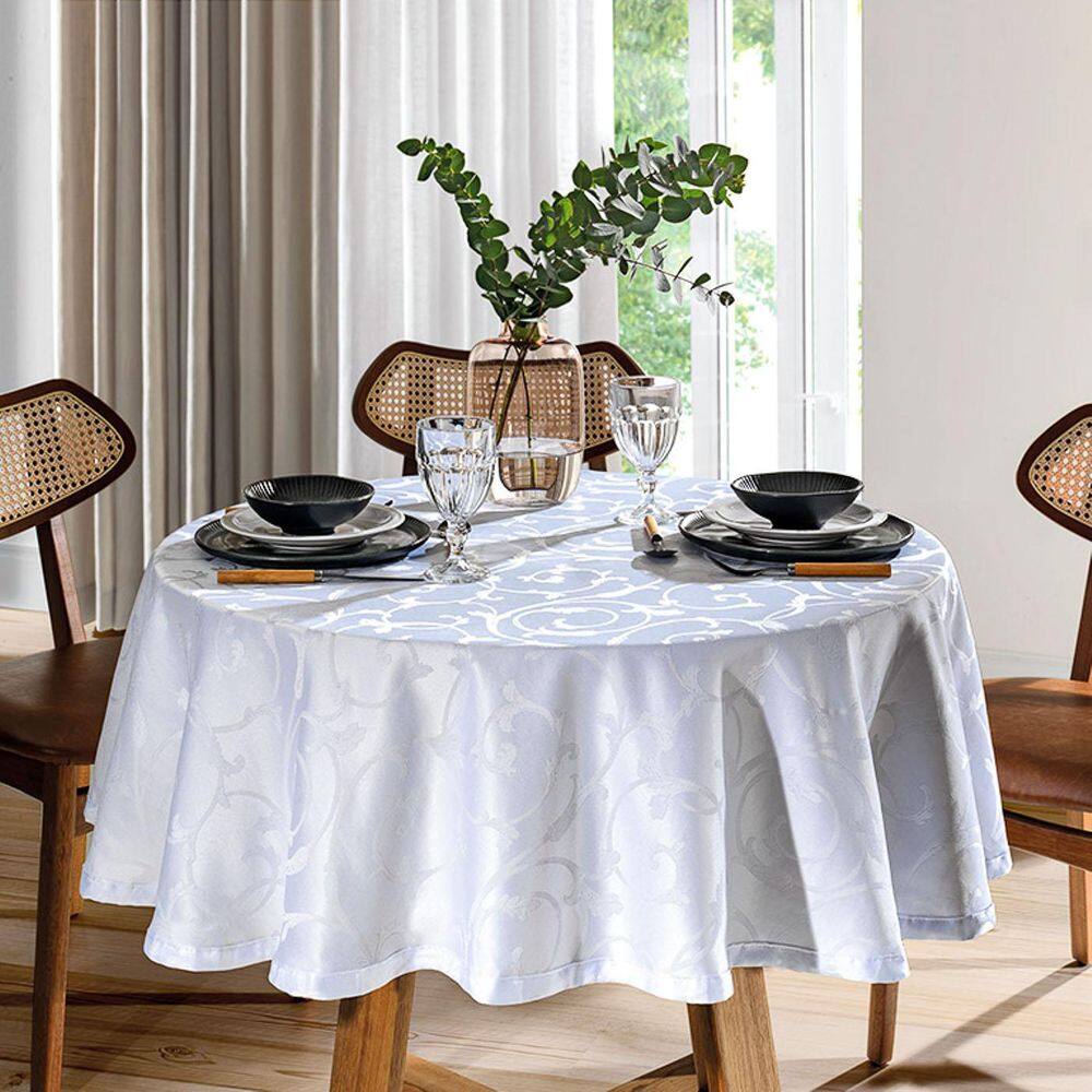 Toalha De Mesa Redonda 4 Lugares 1,60 Requinte Dohler Branco