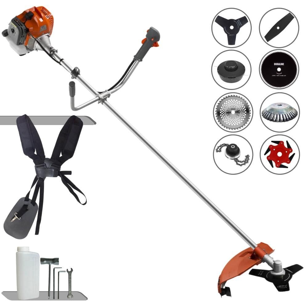 Máquina de Cortar Grama Profissional À Gasolina Tekna RL430ACNTK 43cc 1,7HP de Potência 9.000rpm Roçadeira Multifuncional Com 8 Opções de Cortes