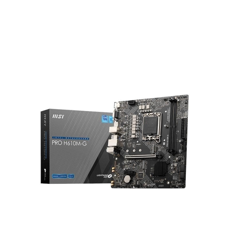 Placa Mãe LGA1700 MSI Pro H610M-G DDR5, PCIe 4.0, Compatível com processadores Intel Core de 14ª/13ª/12ª geração