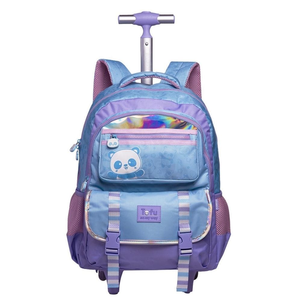Mochila De Rodas Panda Escolar Meninas Holográfico Azul
