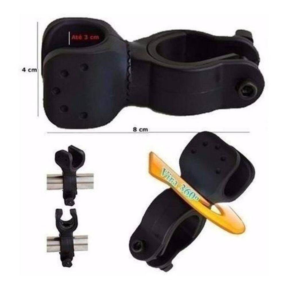 Suporte De Lanterna Para Guidão Bicicleta Gira 360Â