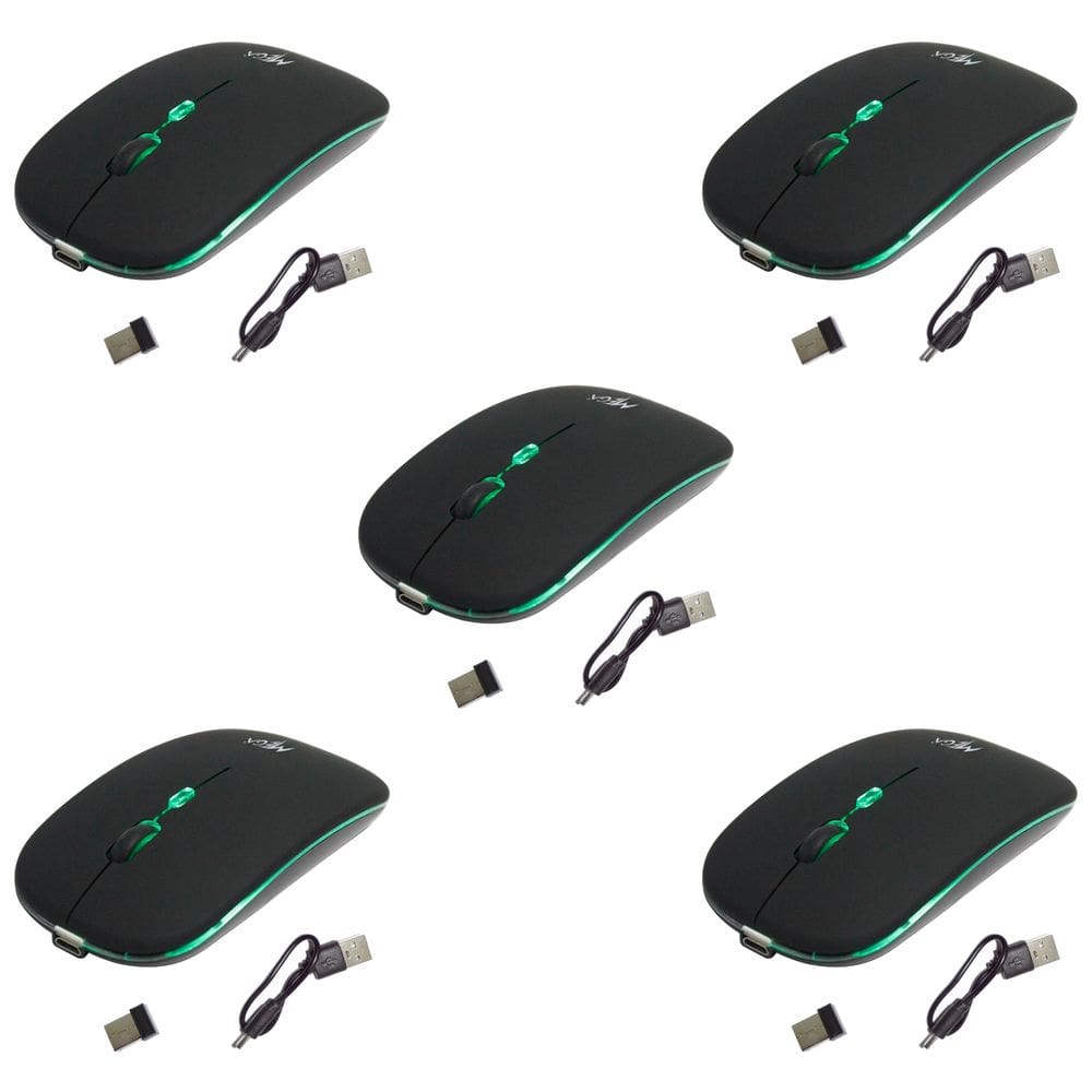 Kit 5 Mouses Sem Fio Recarregável Mega M185 com Led DPI Ajustável