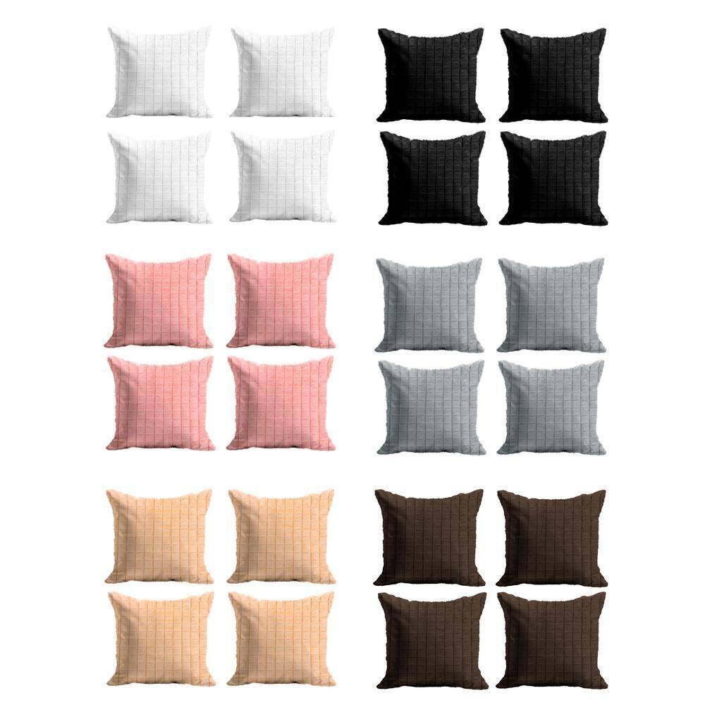 Kit Capas Almofada Em Microfibra 42Cm X 42Cm Felpudo 4 Peças