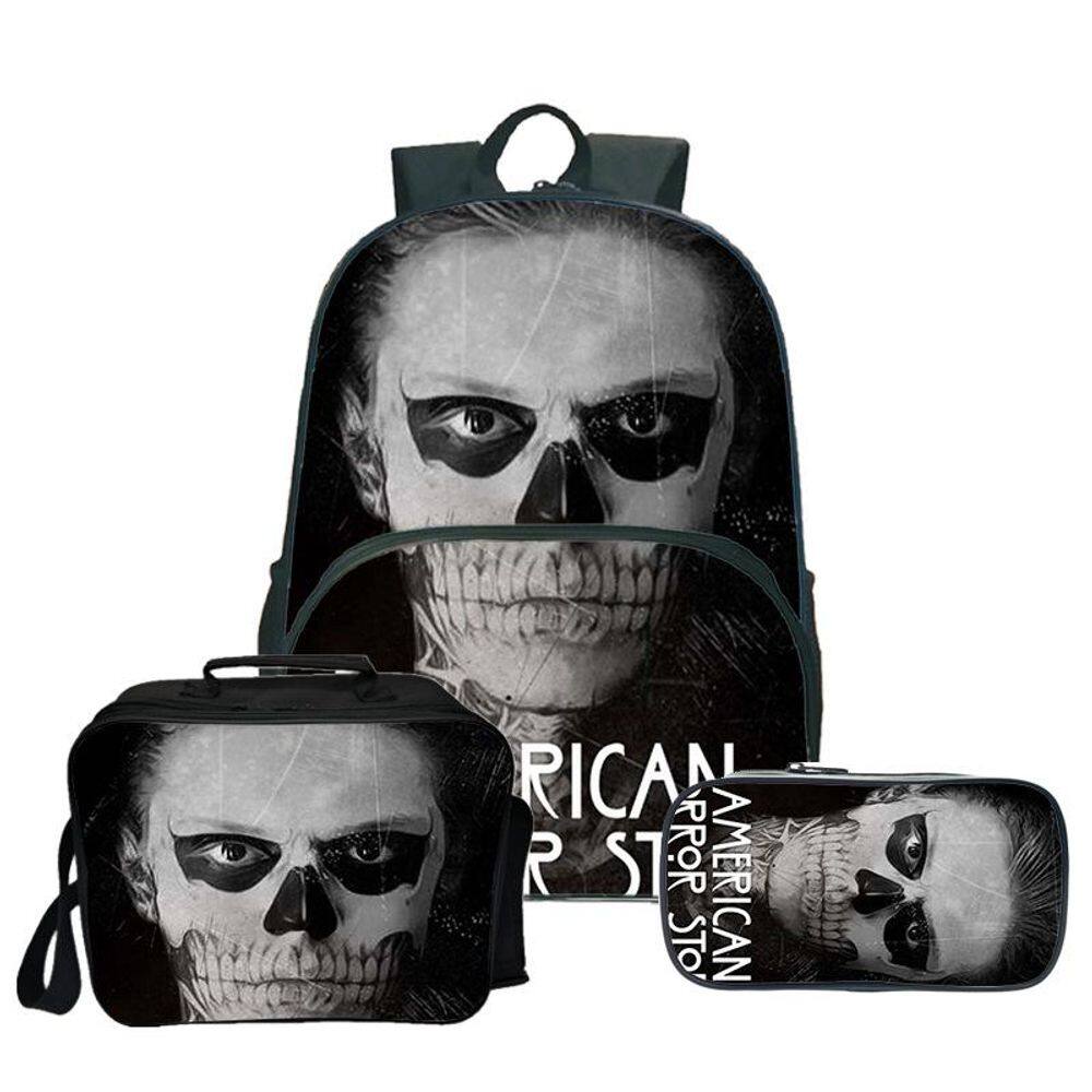 Conjunto de mochilas American Horror Story Satchel Anime com impressão 3D