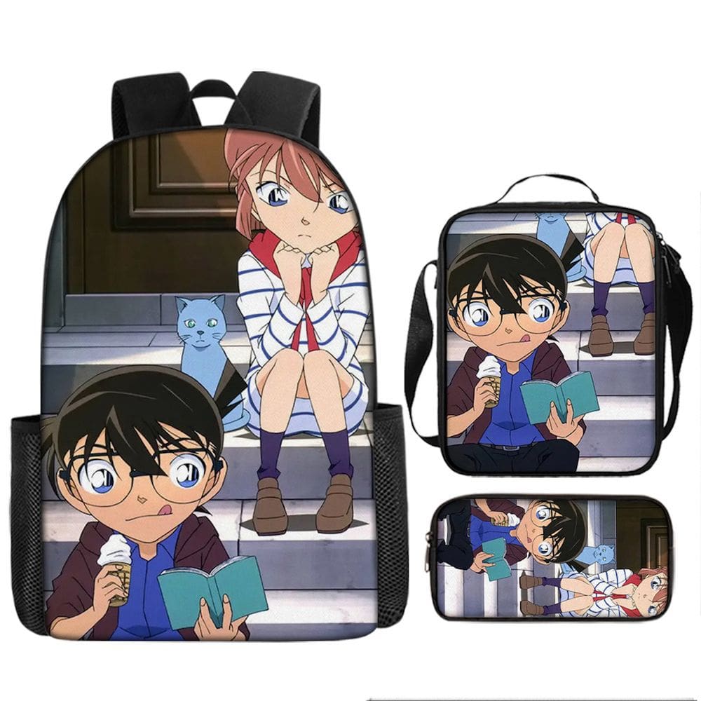 Conjunto de mochilas Detetive Conan Edogawa Conan Cartoon Kids