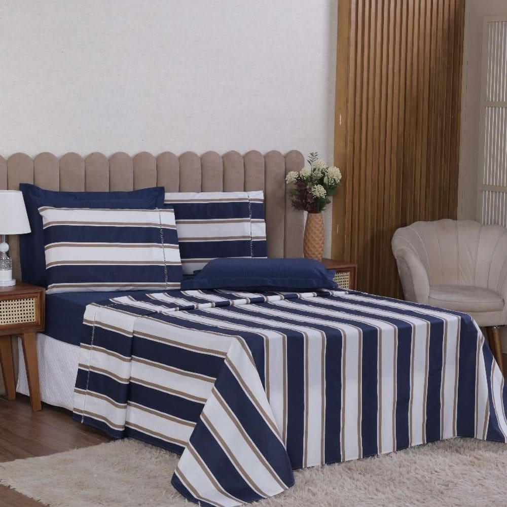 Jogo Cama Casal 4P Lençol + Fronha Esmeralda Percal 100%