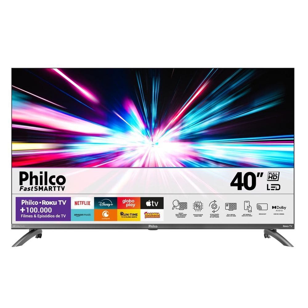 Smart TV 40” Philco LED Roku TV Dolby Audio PTV40M9GR2CGB