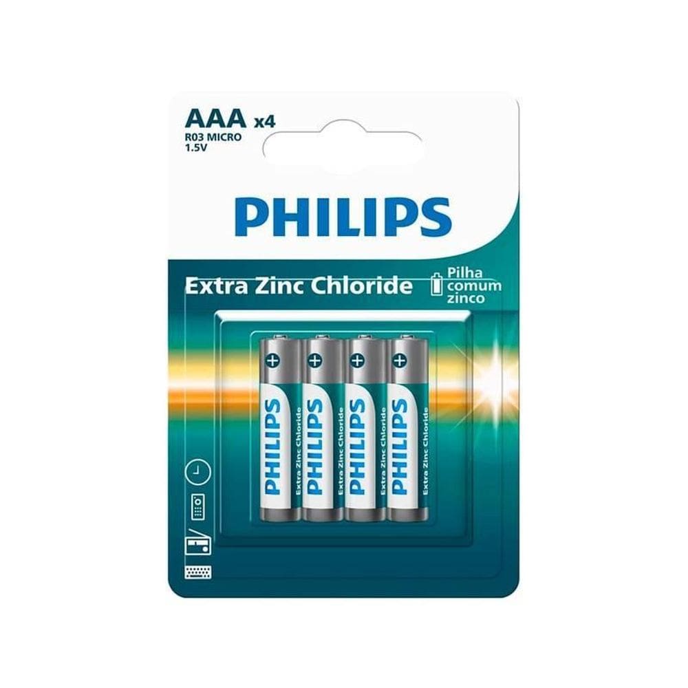 Pilha Zinco Philips Aaa R03L4B/59 4 Und