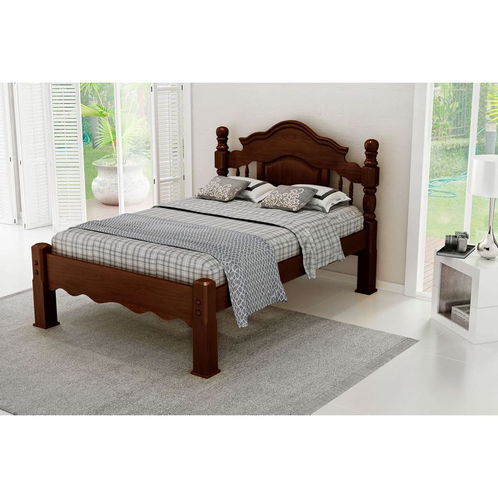 Cama De Casal Andressa De Madeira Maciça Pinus