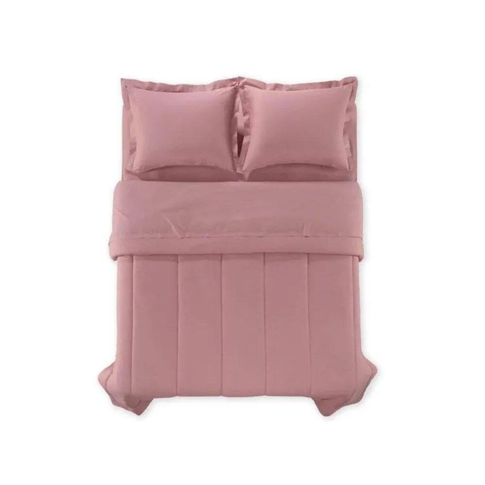 Edredom Queen 180 Fios Percal 100% Algodão Liss Rosa Karsten