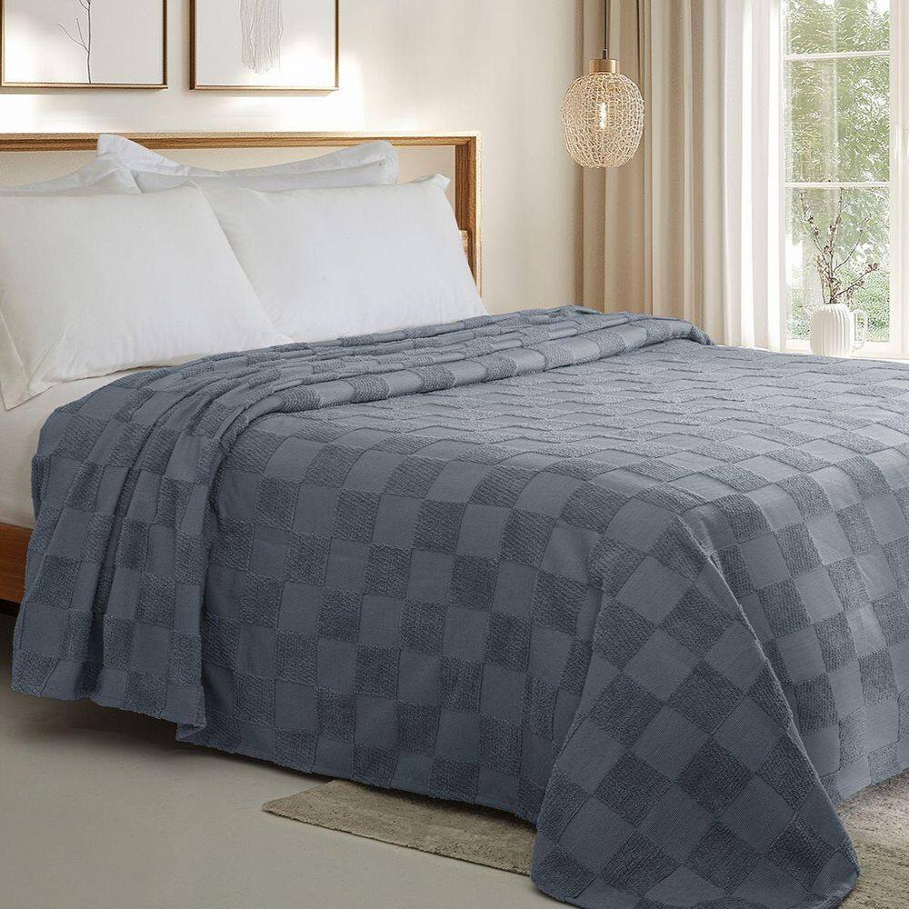 Colcha Chenille Jolitex Casal Nobre Toque De Algodão Azul