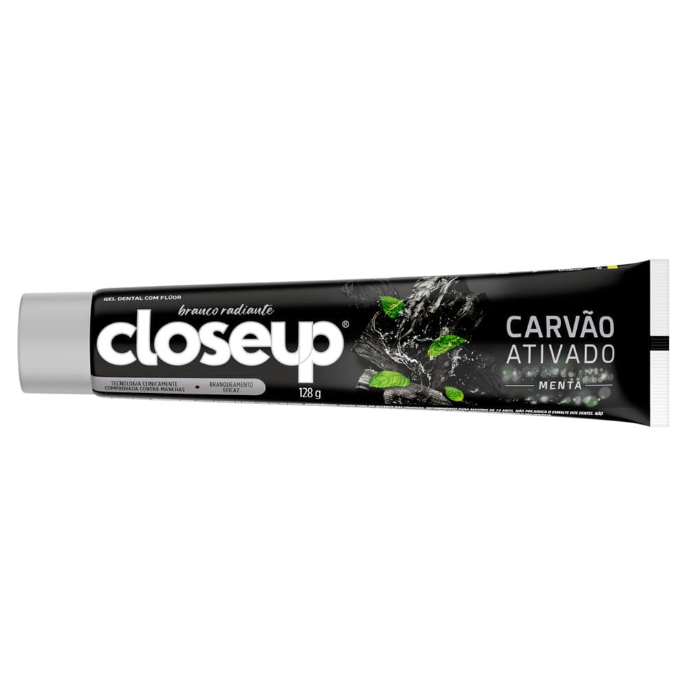 Gel Dental Closeup Branco Radiante Carvão Ativado Menta 128g