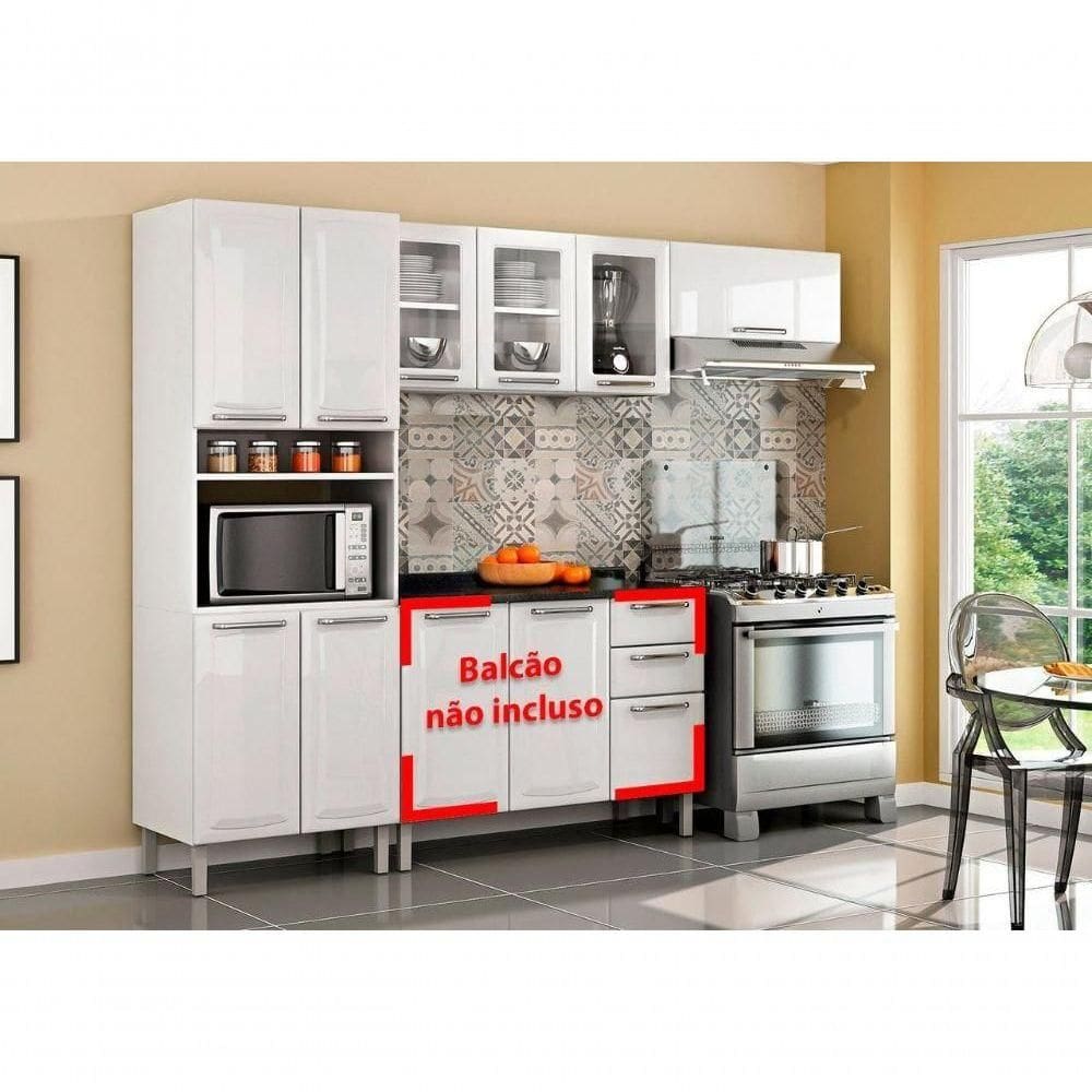 Cozinha Completa Branca Em Aço 3 Peças Tarsila Com 3 Vidros Com Entrada Para Forno