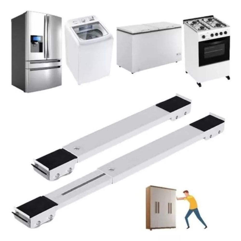 Suporte Base Ajustável Com Rodinhas Para Geladeira Fogão Máquina De Lavar Louça Até 200Kg