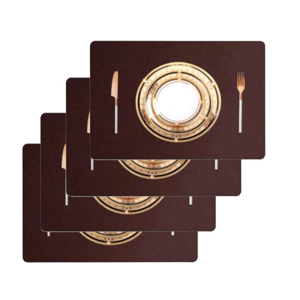 Jogo Americano Retangular 2 Pçs Couro + Suporte Para Copo