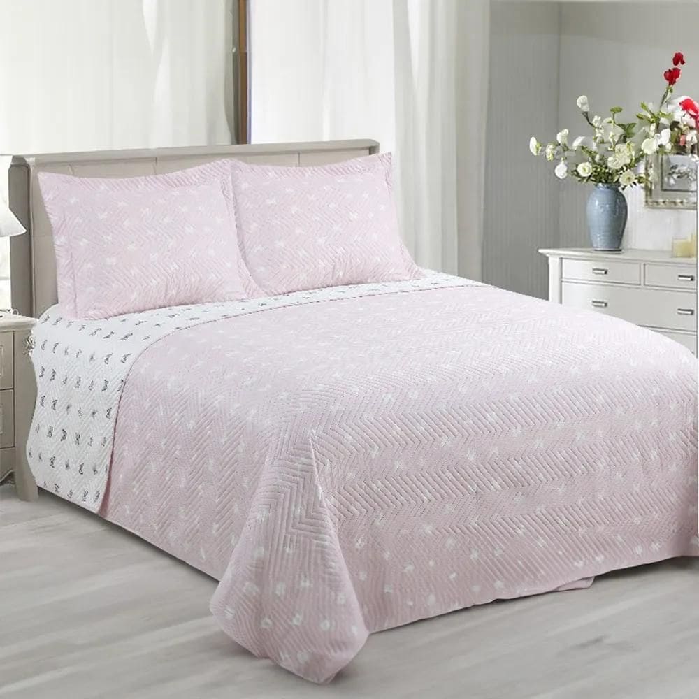 Kit Cobre Leito Casal Vintage - Sultan Borboleta Rosa