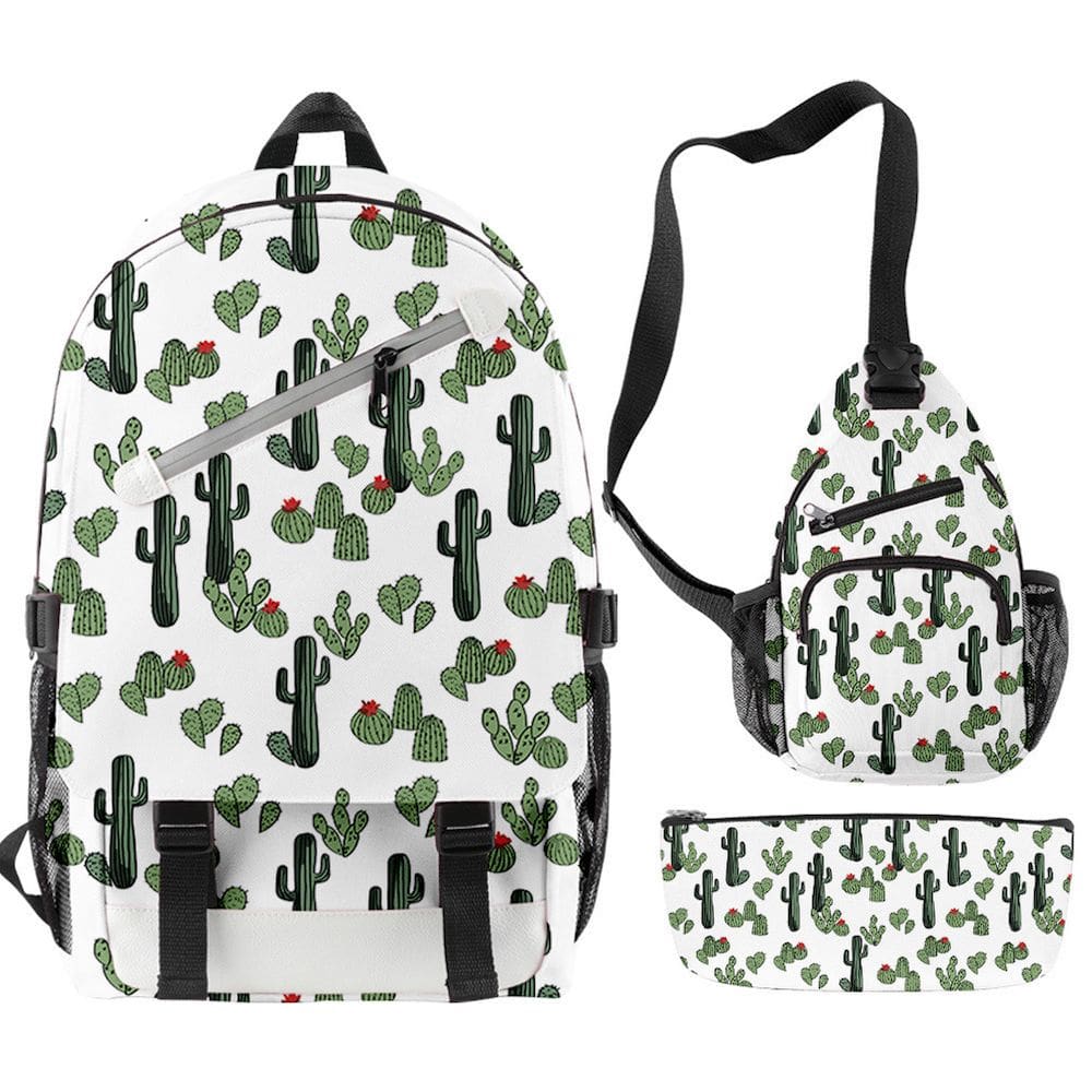 Conjunto de mochilas florais com estampa 3D para crianças e escola com bolsa de lápis