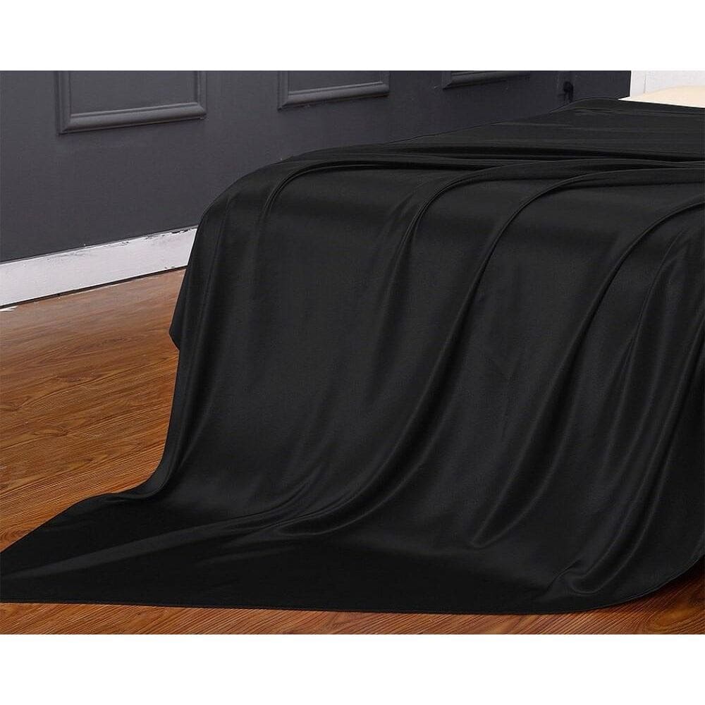 Lençol Superior Avulso Casal Queen Cetim Seda Preto Brilho