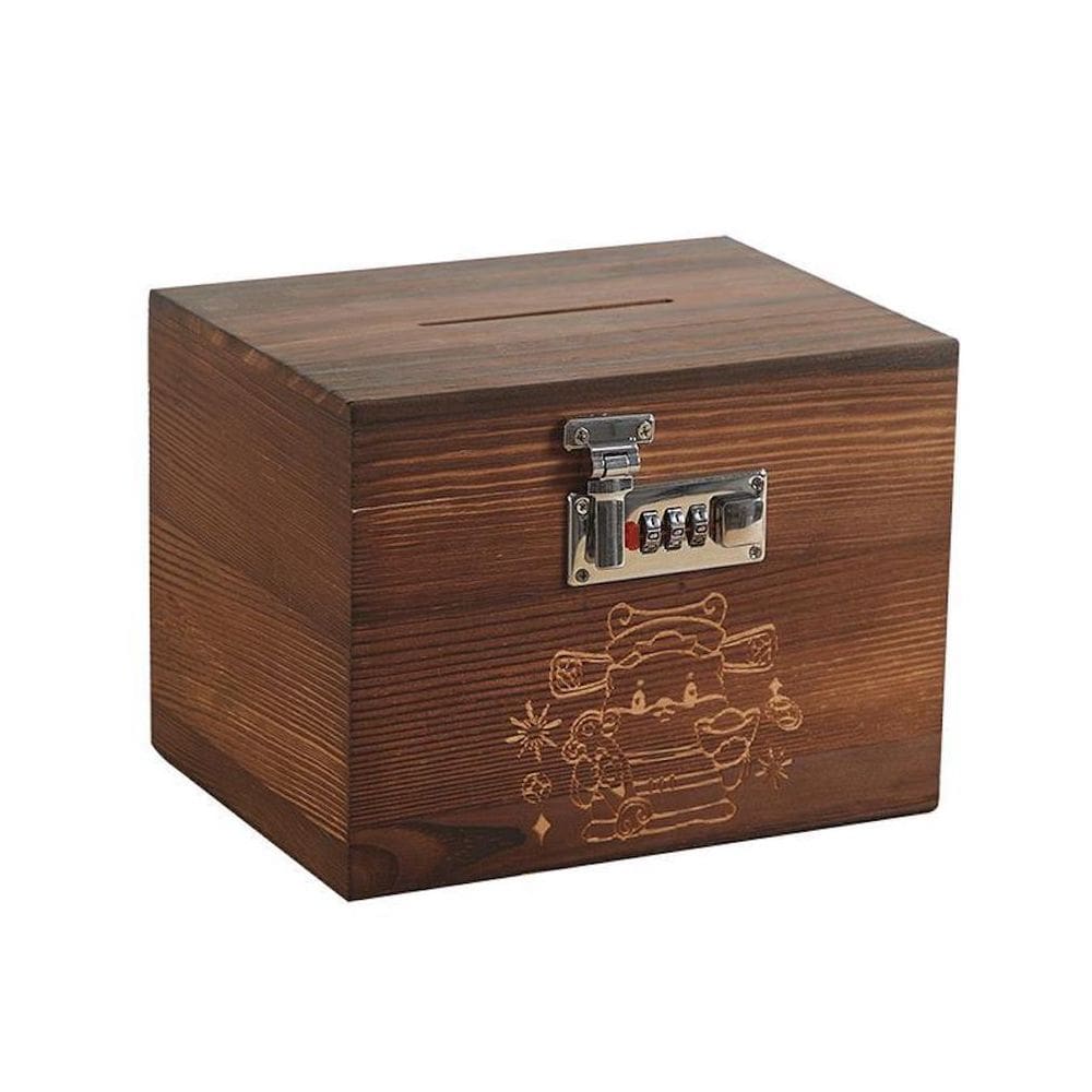 Cofrinho de madeira retrô para crianças, moedas, caixa de dinheiro, banco de dinheiro