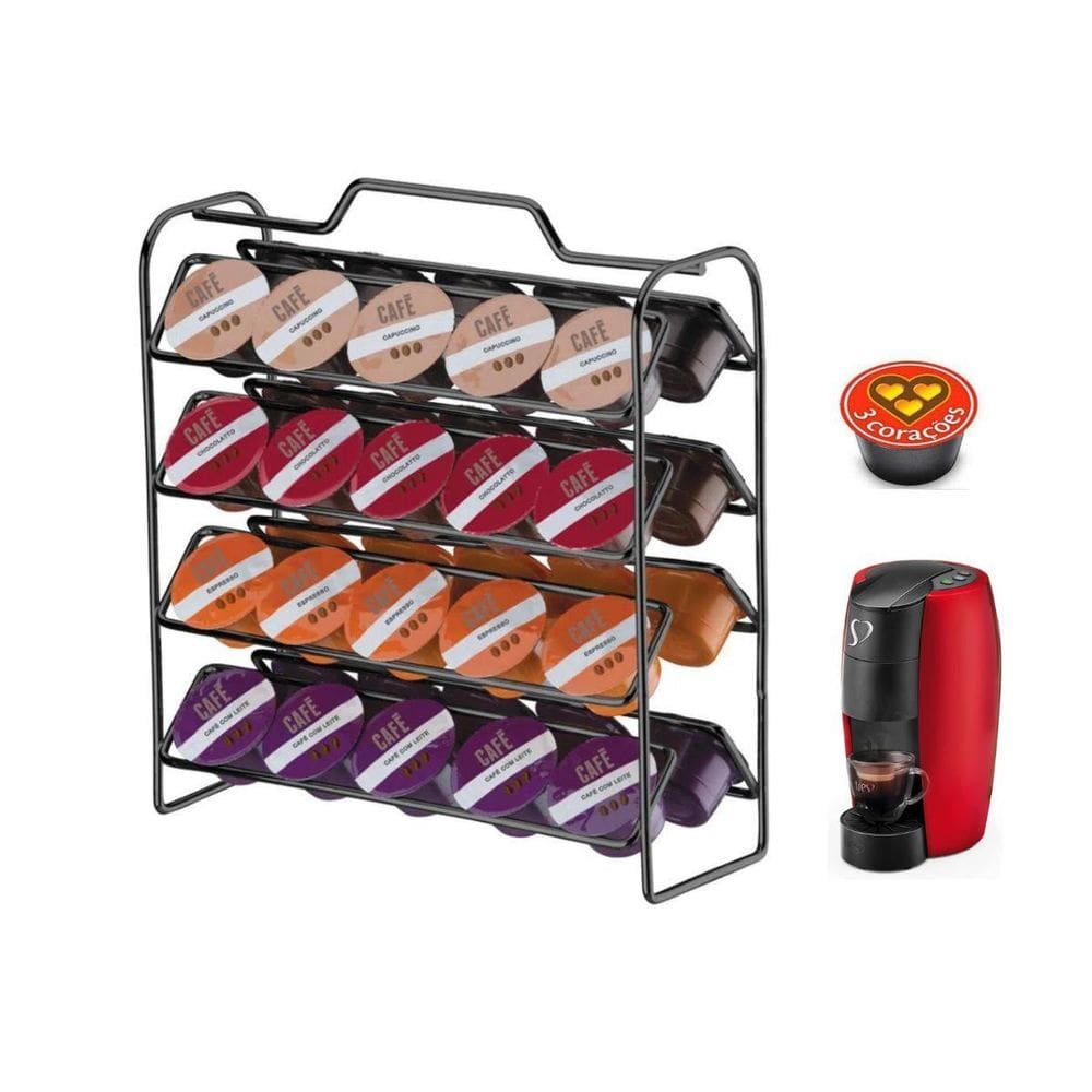 Organizador 40 Cápsulas Café Suporte Três Corações Preto