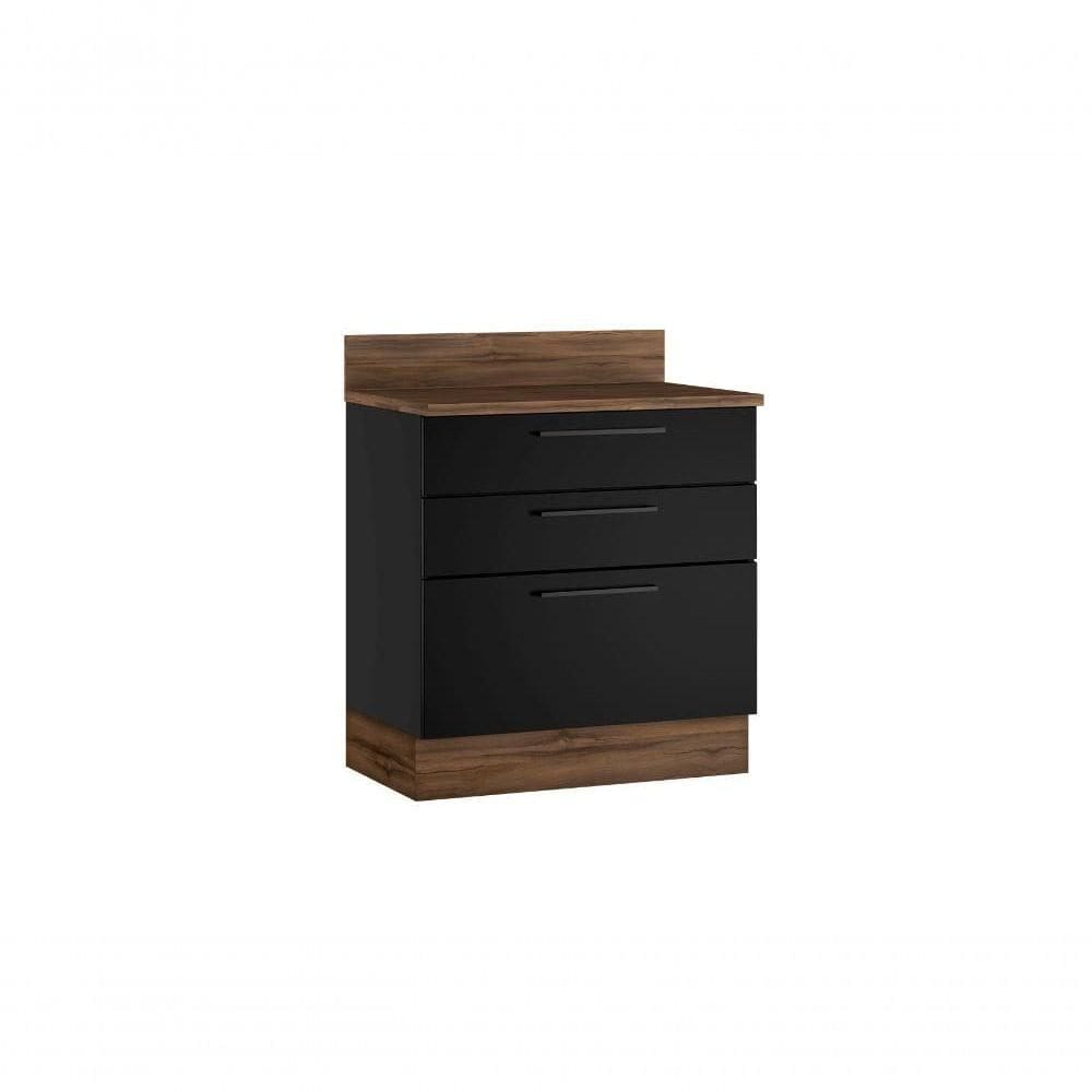 Balcão Cozinhas Itatiaia Exclusive - 3 Gavetas - Grafite