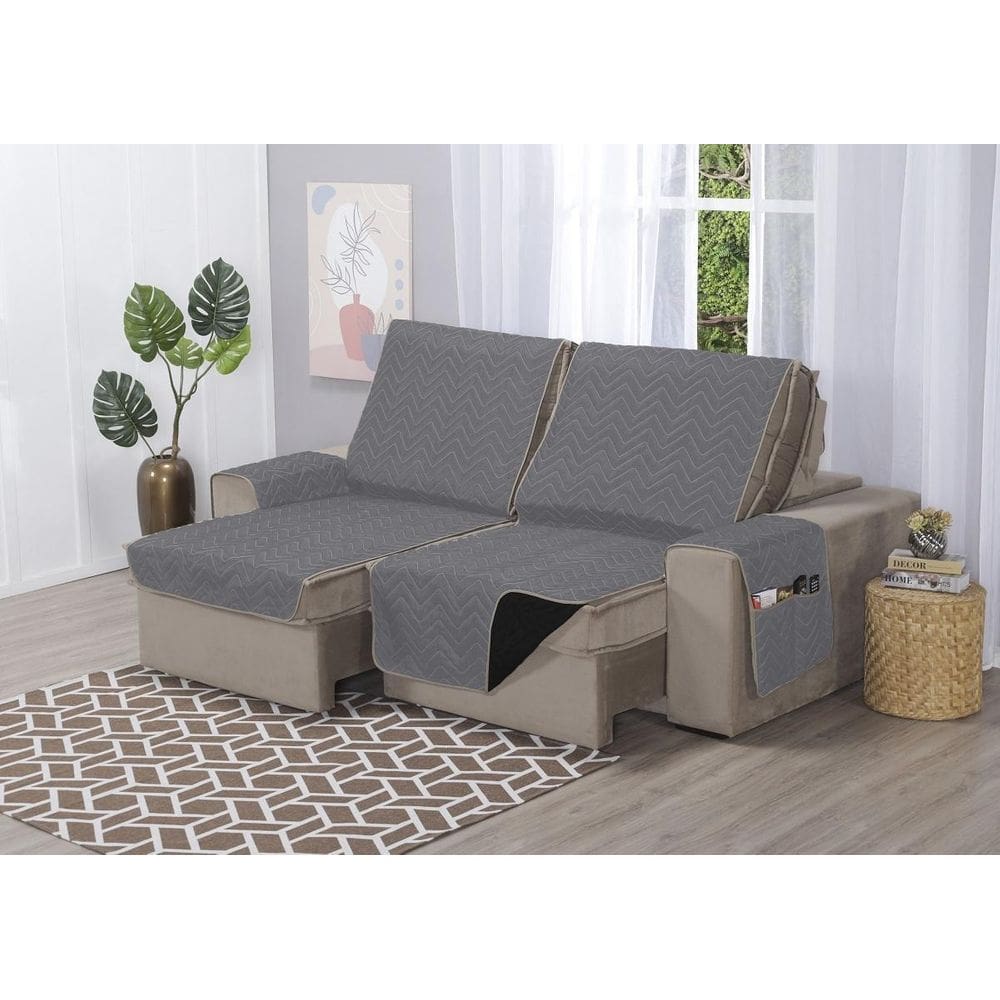 Capa Sofá Retrátil Protetor 3 Lugares 1,80M Assento Dupla