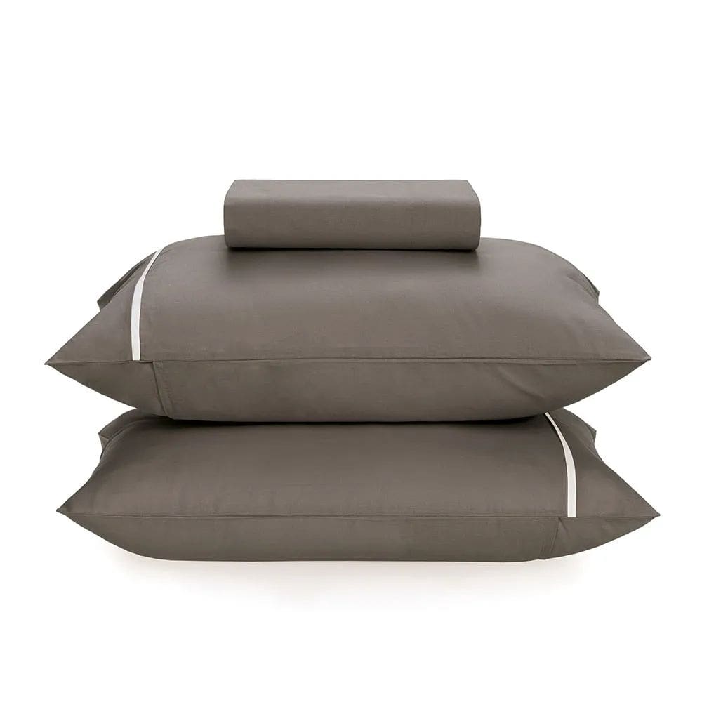 Jogo de Lençol 160 Fios Noah - Grafite/Branco - King - Karsten