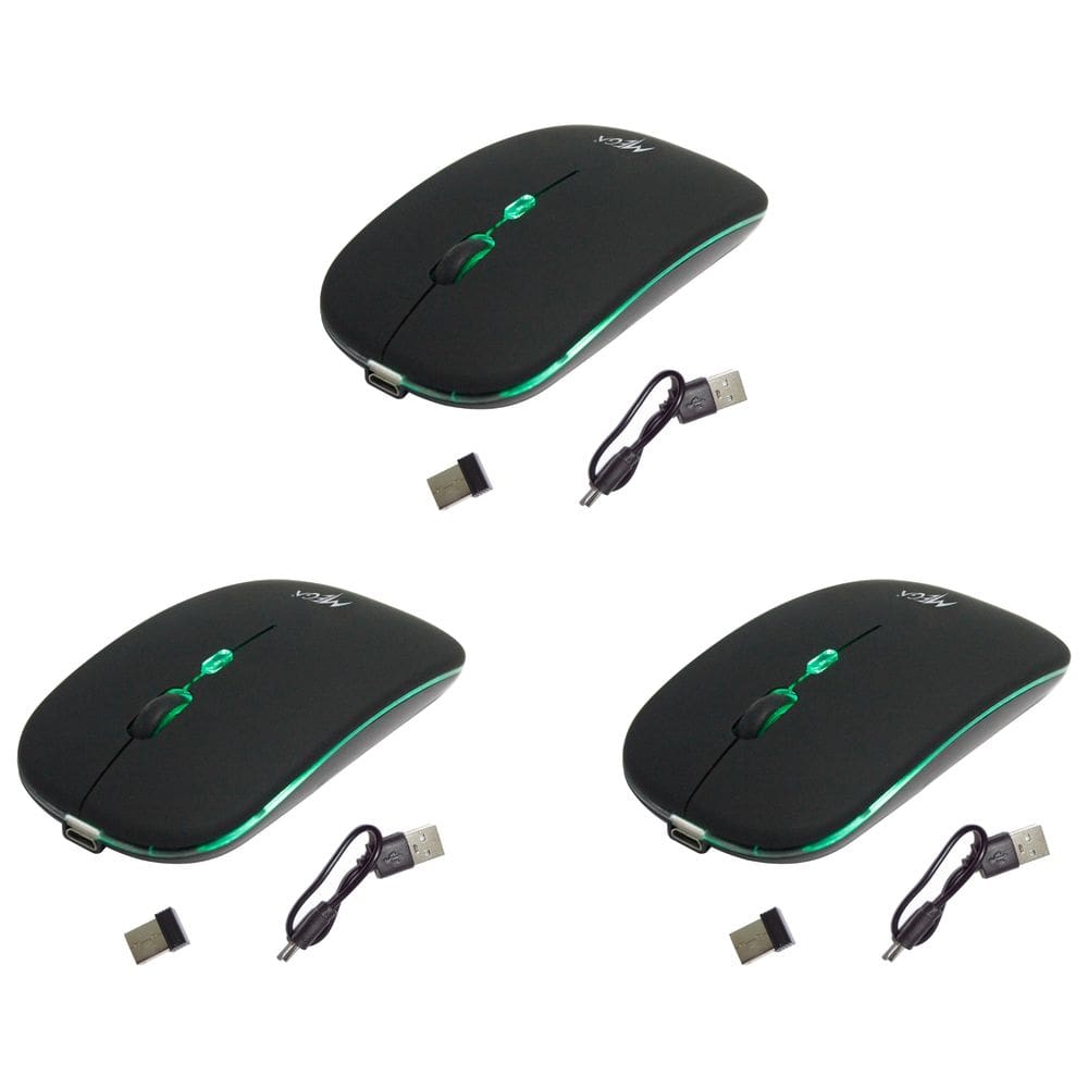 Kit 3 Mouses Sem Fio Recarregável Mega M185 com Led DPI Ajustável