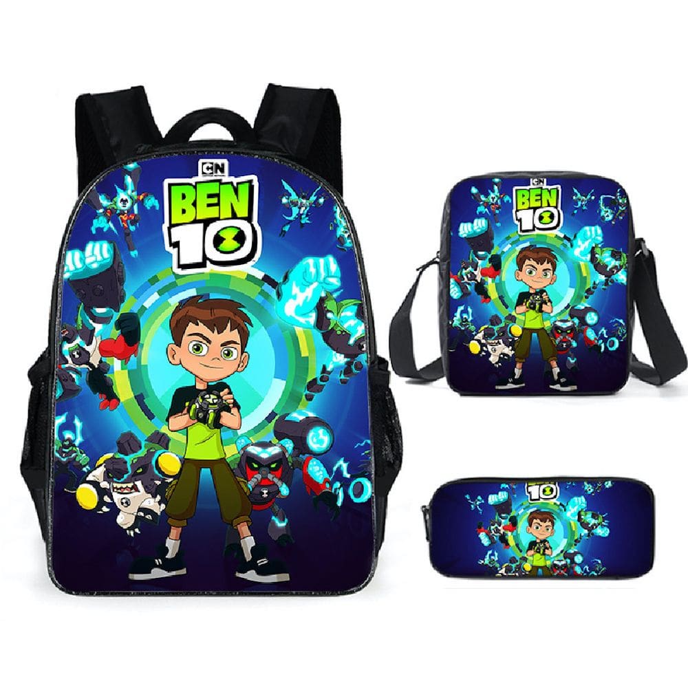 Conjunto de mochilas Bens 10 School Anime, 3 peças de poliéster para crianças