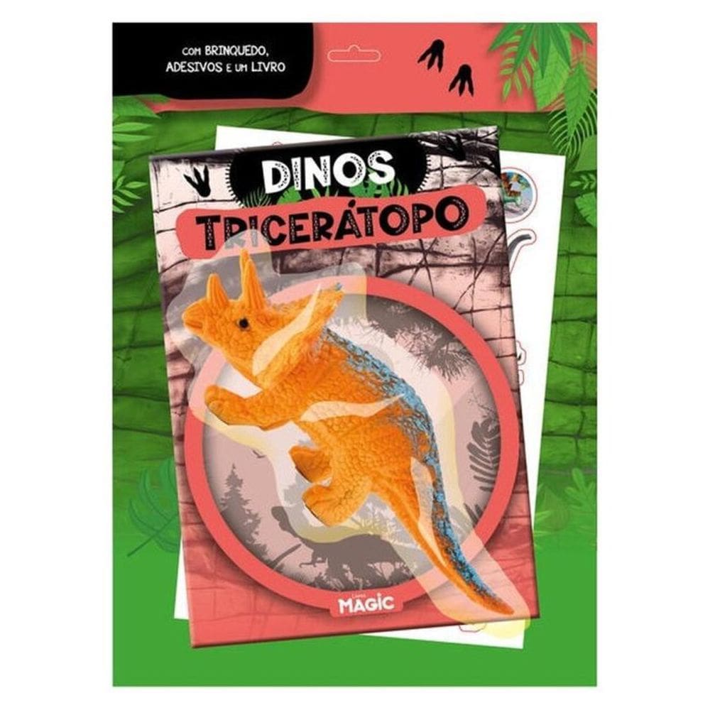 Dinos Tricerátopo Com Brinquedo E Adesivos