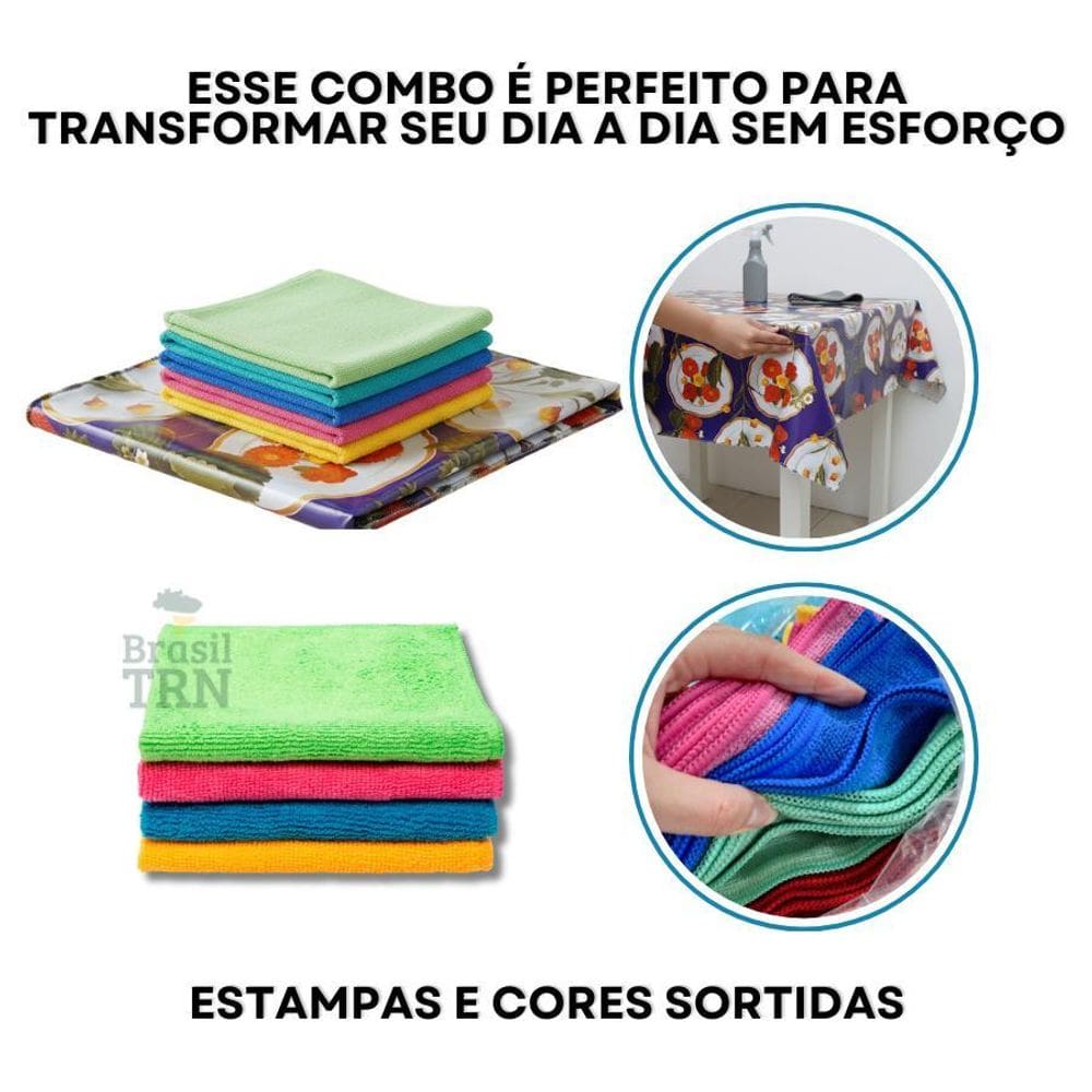 1 Toalha Mesa Térmica 1,40X1,40Cm + 4 Panos De Pia 35X55Cm