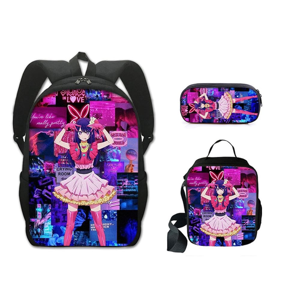 Conjunto de mochilas Oshis No Ko Anime, 3 peças para mochila escolar infantil