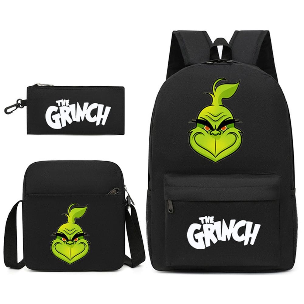 Conjunto de mochilas Grinch`s Christmas Cartoon Kids School Nylon